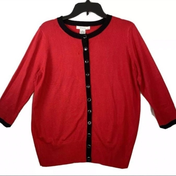 Grace Red Cardigan Sweater  Size  Medium - Picture 1 of 6